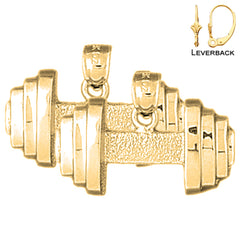 Sterling Silver 16mm Dumbbell Earrings (White or Yellow Gold Plated)