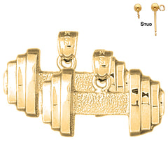 Sterling Silver 16mm Dumbbell Earrings (White or Yellow Gold Plated)