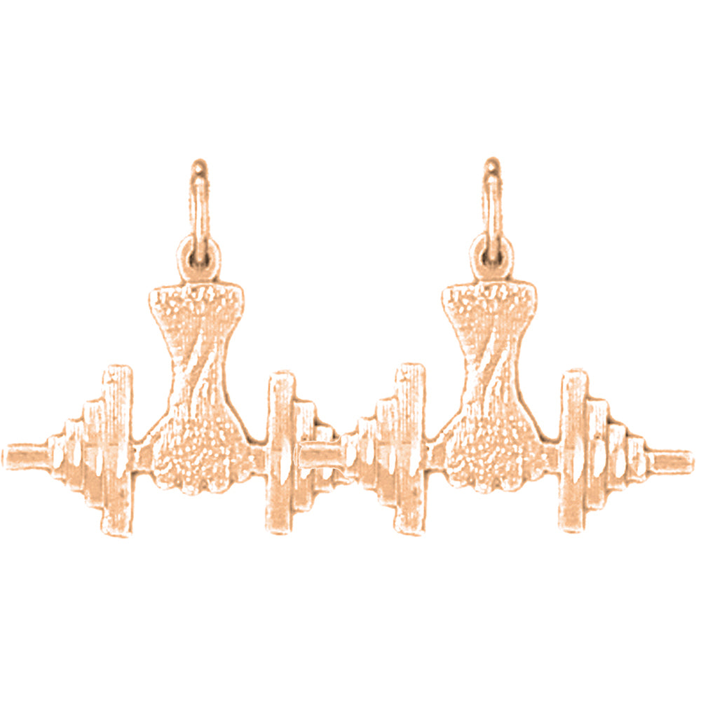 14K or 18K Gold 17mm Dumbbell Earrings