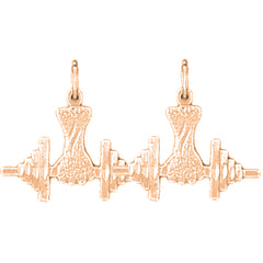 14K or 18K Gold 17mm Dumbbell Earrings