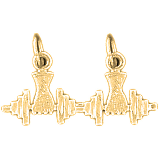 14K or 18K Gold 13mm Dumbbell Earrings