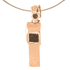 10K, 14K or 18K Gold 3D Whistle Pendant