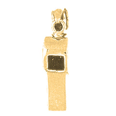 10K, 14K or 18K Gold 3D Whistle Pendant