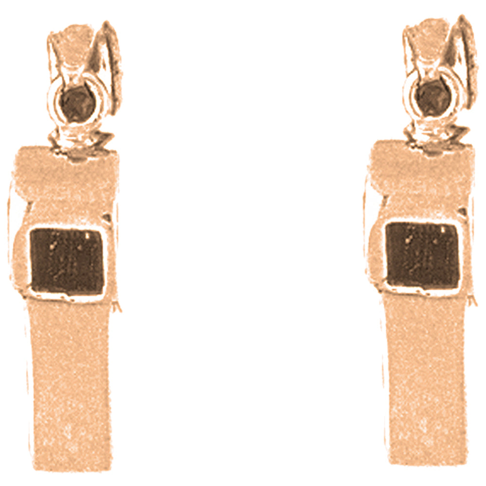 14K or 18K Gold 22mm 3D Whistle Earrings
