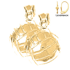 14K or 18K Gold 3D Volleyball Earrings