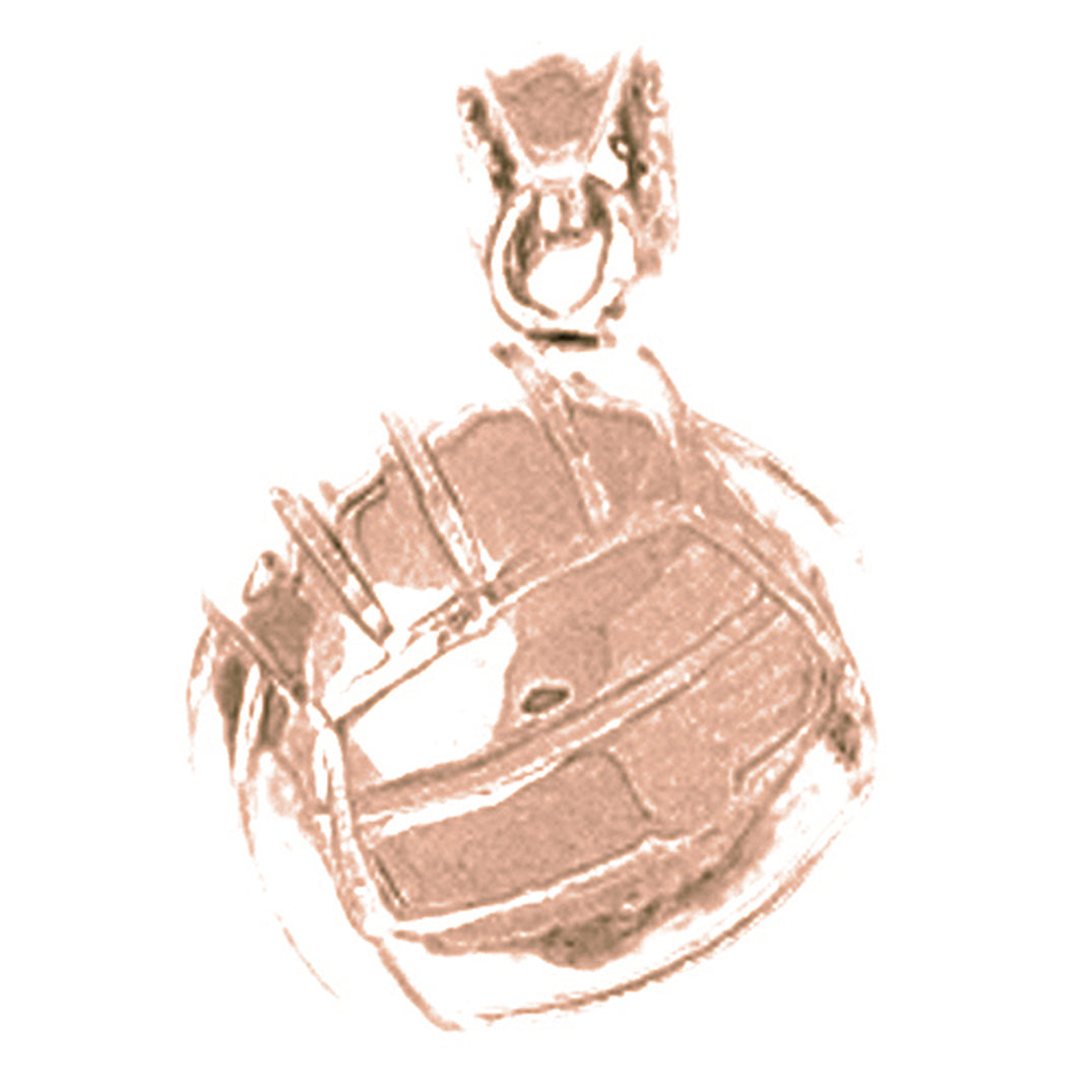 10K, 14K or 18K Gold 3D Volleyball Pendant