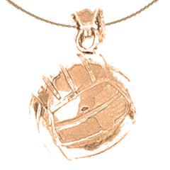 10K, 14K or 18K Gold 3D Volleyball Pendant