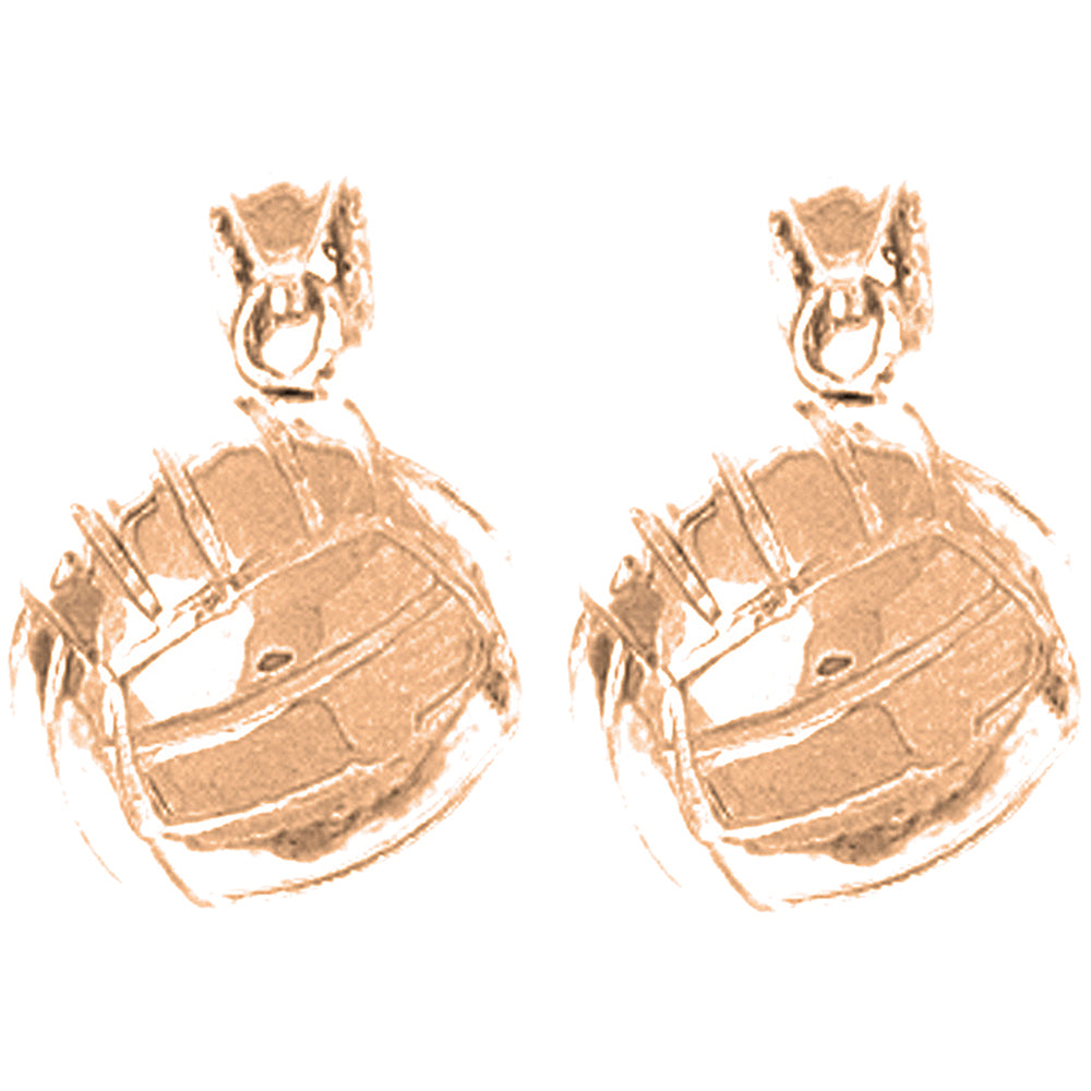 14K or 18K Gold 17mm 3D Volleyball Earrings