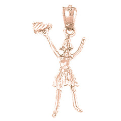 14K or 18K Gold 3D Cheerleader Pendant