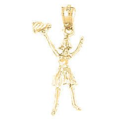 14K or 18K Gold 3D Cheerleader Pendant