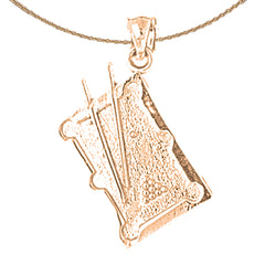 10K, 14K or 18K Gold Pool Table Pendant
