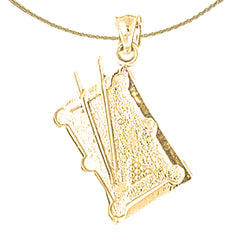 10K, 14K or 18K Gold Pool Table Pendant
