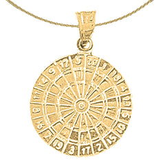 14K or 18K Gold Dart Board Pendant