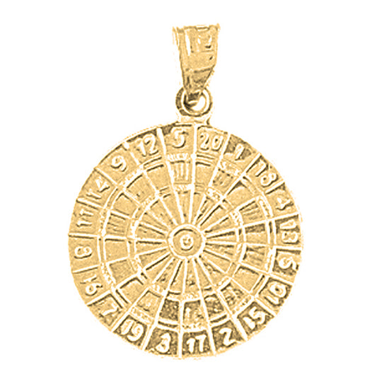 14K or 18K Gold Dart Board Pendant