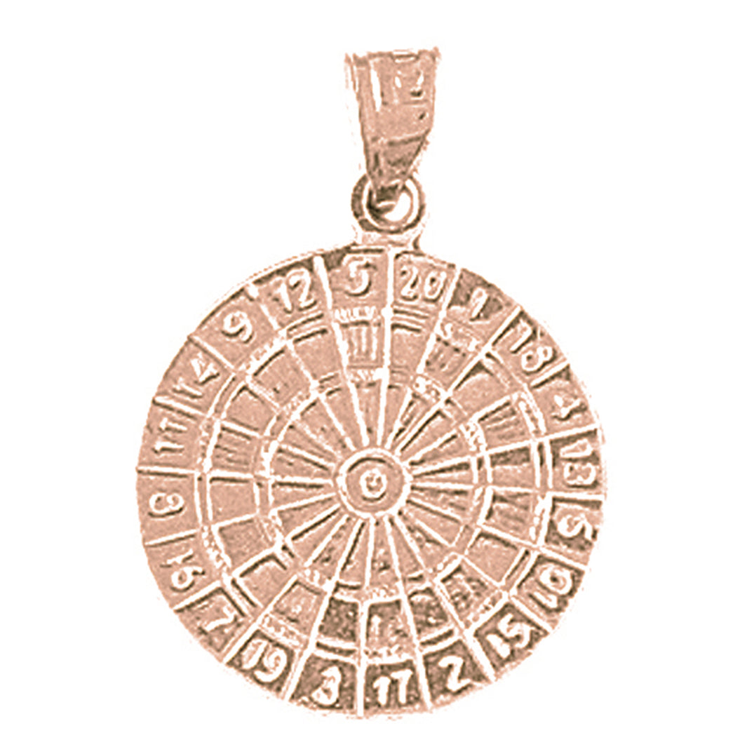 14K or 18K Gold Dart Board Pendant
