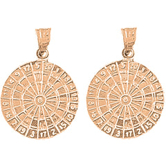 14K or 18K Gold 23mm Dart Board Earrings