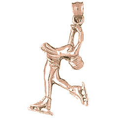 10K, 14K or 18K Gold Ice Skater Pendant