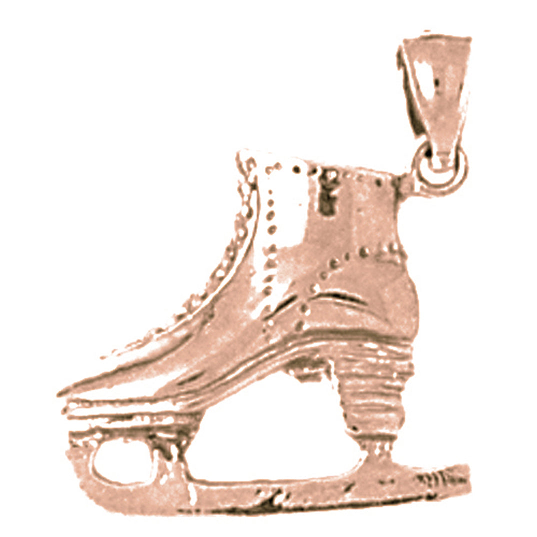10K, 14K or 18K Gold Ice Skate Pendant