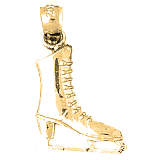10K, 14K or 18K Gold 3D Ice Skate Pendant