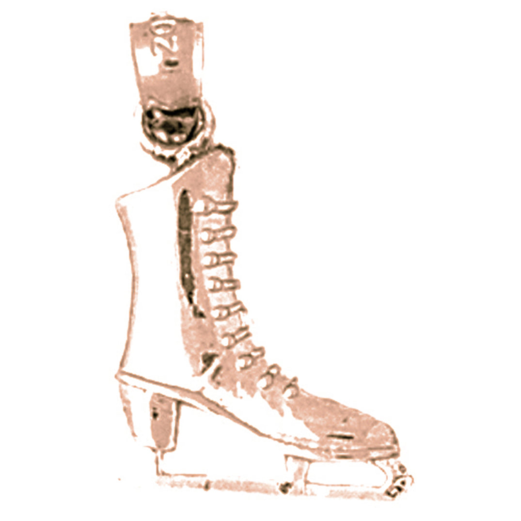 10K, 14K or 18K Gold 3D Ice Skate Pendant