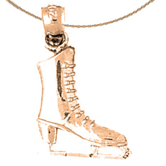 10K, 14K or 18K Gold 3D Ice Skate Pendant