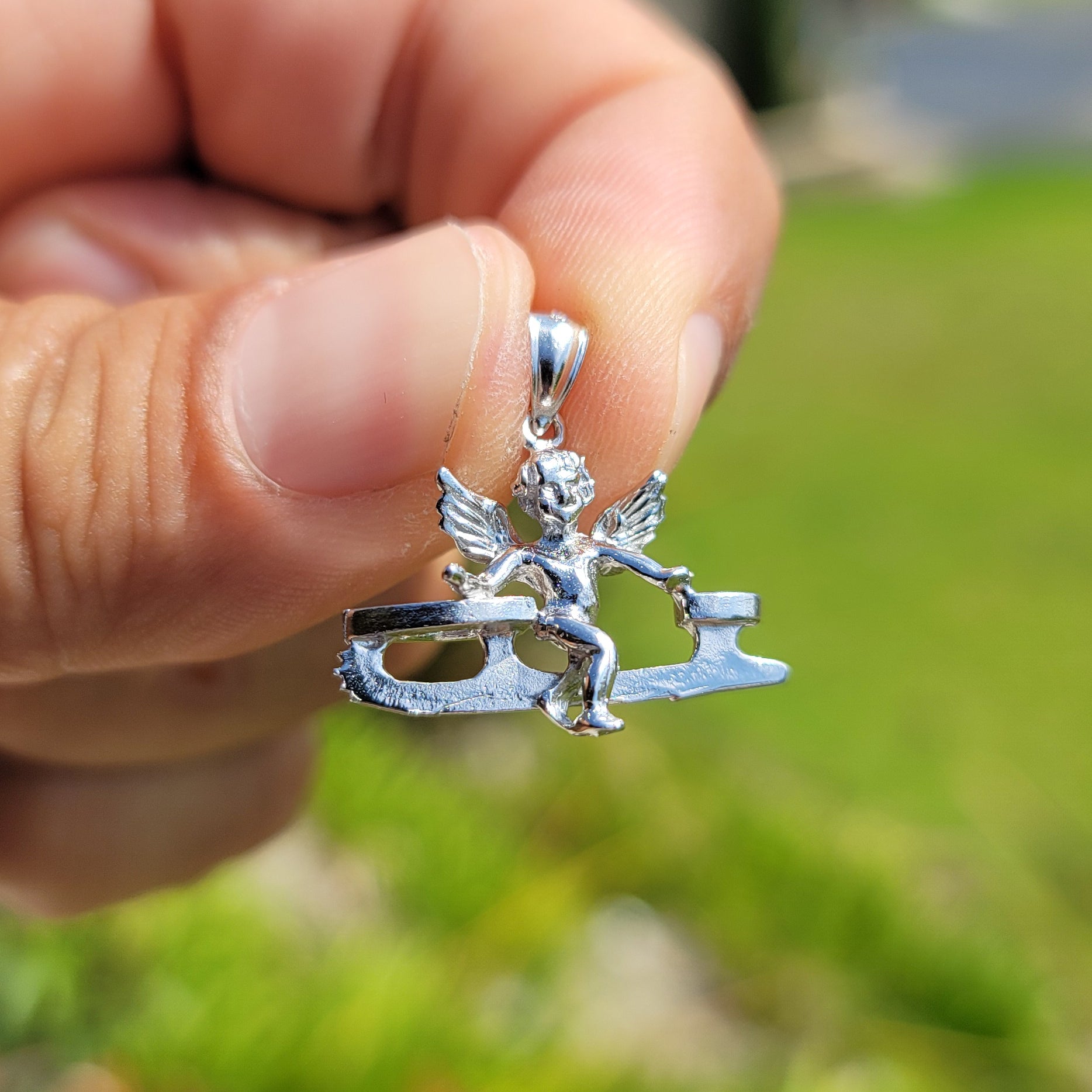 10K, 14K or 18K Gold Angel On Ice Skate Pendant