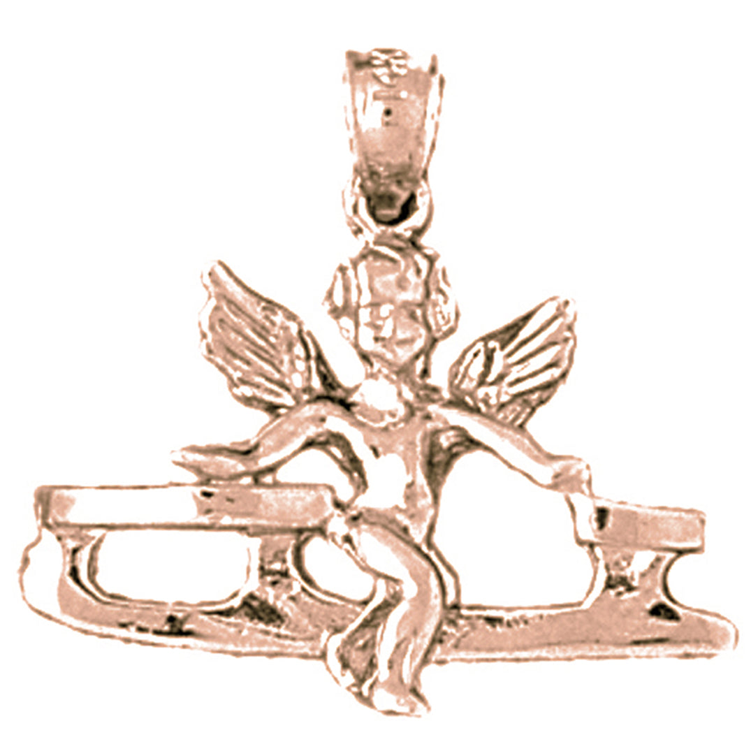 10K, 14K or 18K Gold Angel On Ice Skate Pendant