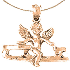 10K, 14K or 18K Gold Angel On Ice Skate Pendant