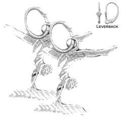 Pendientes de gimnasta de plata de ley de 16 mm (chapados en oro blanco o amarillo)