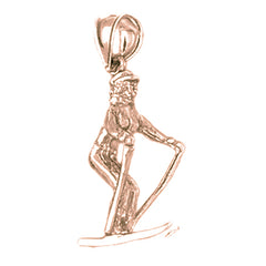 10K, 14K or 18K Gold 3D Skier Pendant