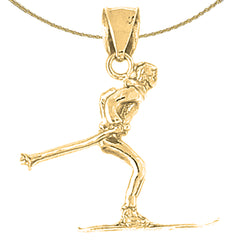 3D-Skifahrer-Anhänger aus 10 Karat, 14 Karat oder 18 Karat Gold