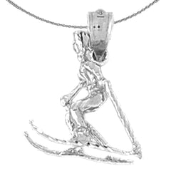 14K or 18K Gold 3D Skier Pendant
