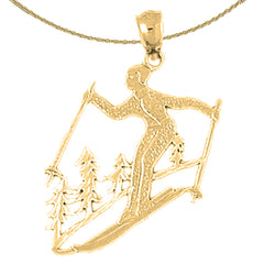 14K or 18K Gold Skier Pendant