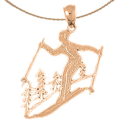 14K or 18K Gold Skier Pendant