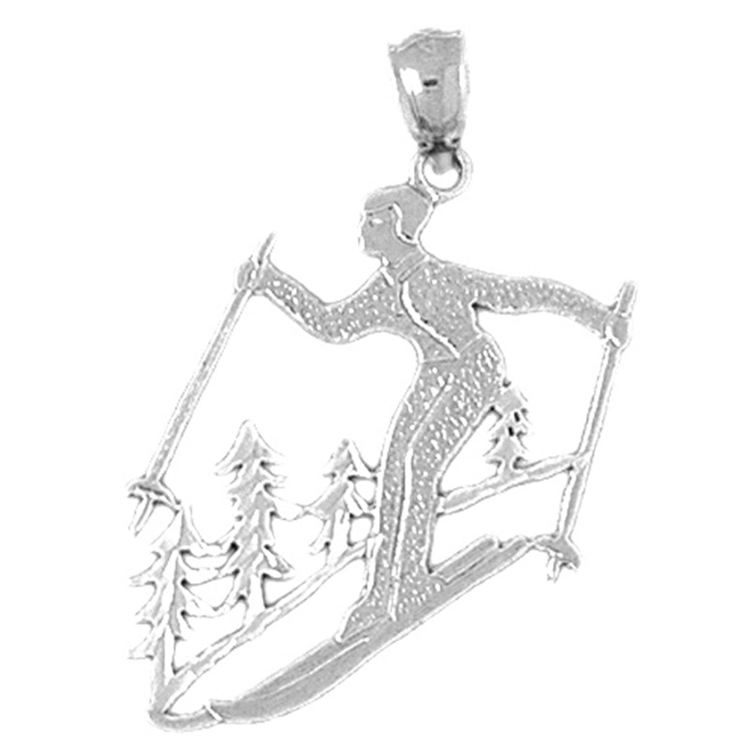 14K or 18K Gold Skier Pendant
