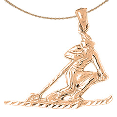 10K, 14K or 18K Gold Skier Pendant