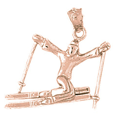 14K or 18K Gold Skier Pendant