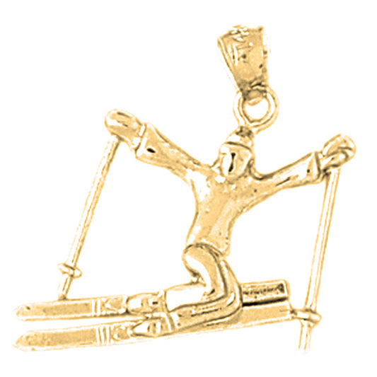 14K or 18K Gold Skier Pendant