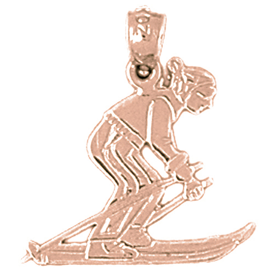 14K or 18K Gold Skier Pendant