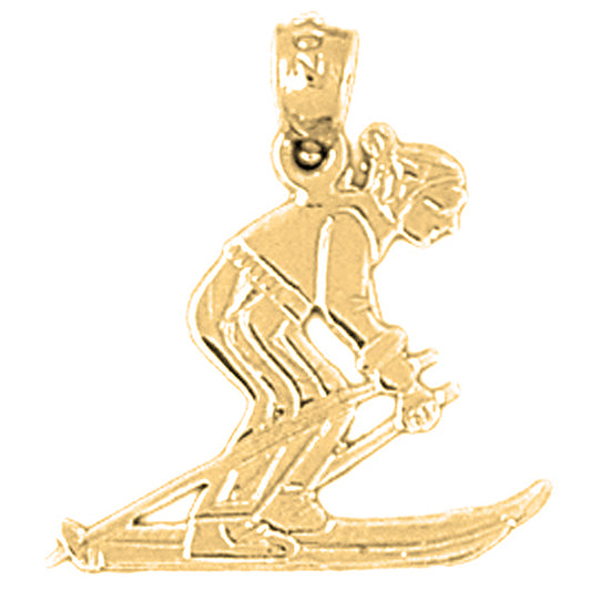 14K or 18K Gold Skier Pendant