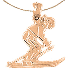 Skifahrer-Anhänger aus 14 Karat oder 18 Karat Gold