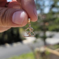 14K or 18K Gold Skier Pendant