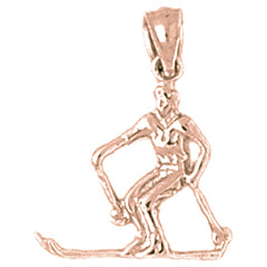 14K or 18K Gold Skier Pendant