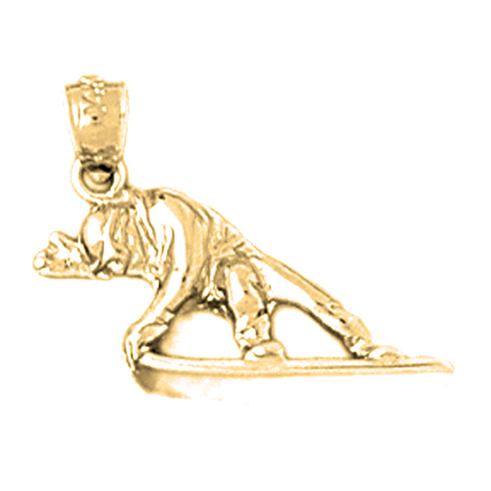14K or 18K Gold Snow Boarder Pendant