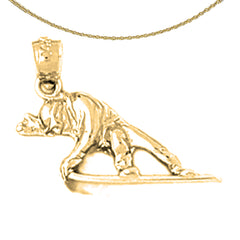 14K or 18K Gold Snow Boarder Pendant