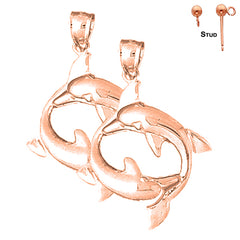 14K or 18K Gold Dolphin Earrings