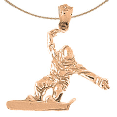 14K or 18K Gold Snow Boarder Pendant