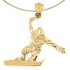14K or 18K Gold Snow Boarder Pendant