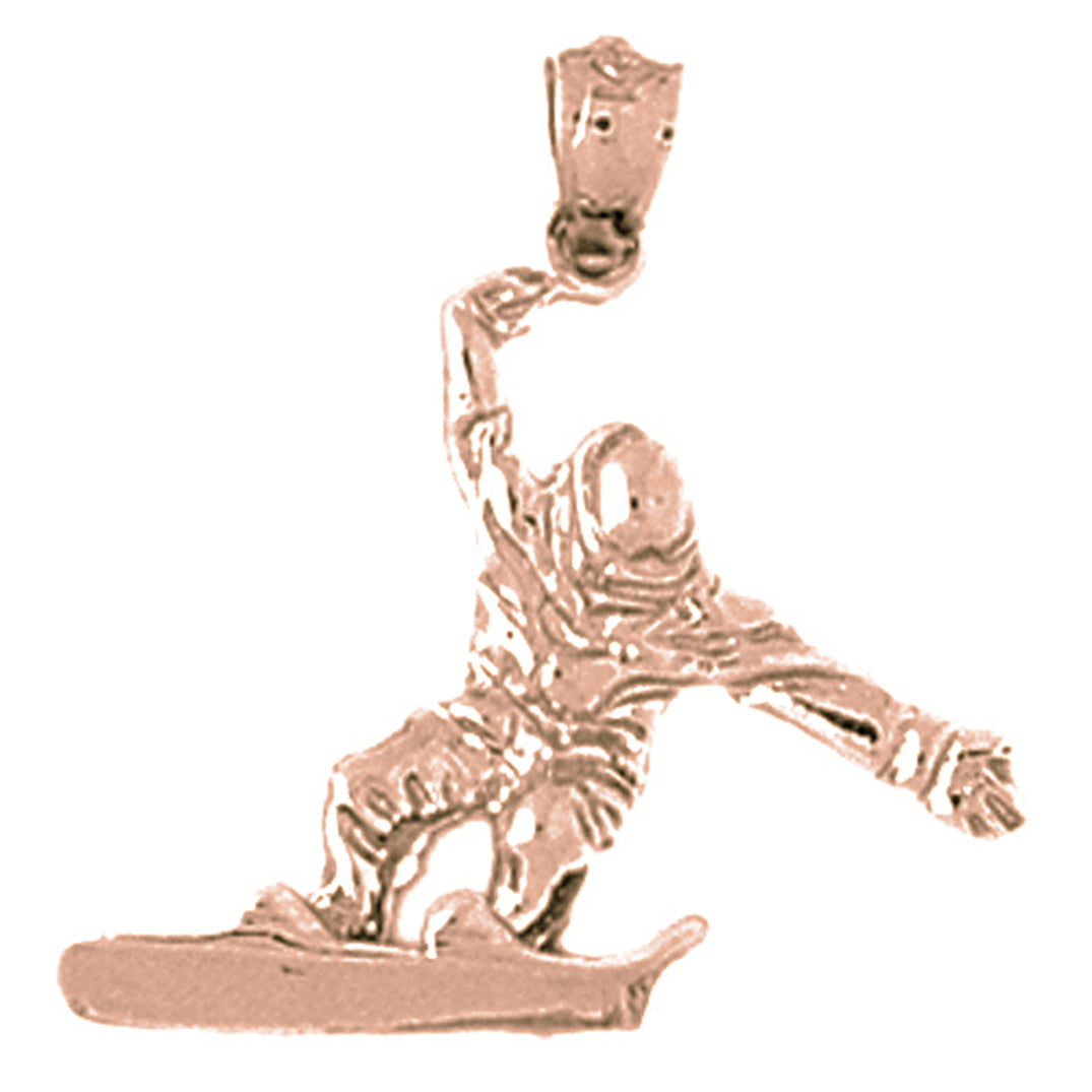 14K or 18K Gold Snow Boarder Pendant