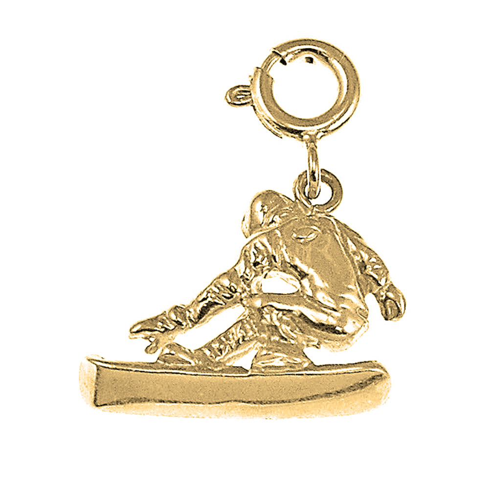 14K or 18K Gold Snow Boarder Pendant